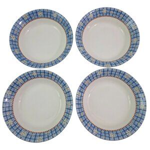 Debbie Mumm Sakura Snowflake 7.5" Stoneware Coupe Salad Soup Bowls – Set of 4